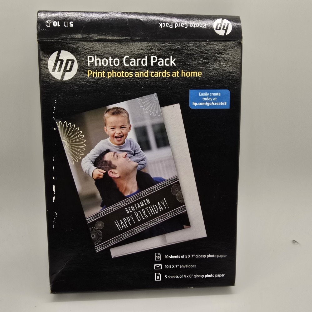 New HP Photo Card Pack 5x7 Paper w/ Envelopes (10) 4x6 Paper (5) SF791A Glossy